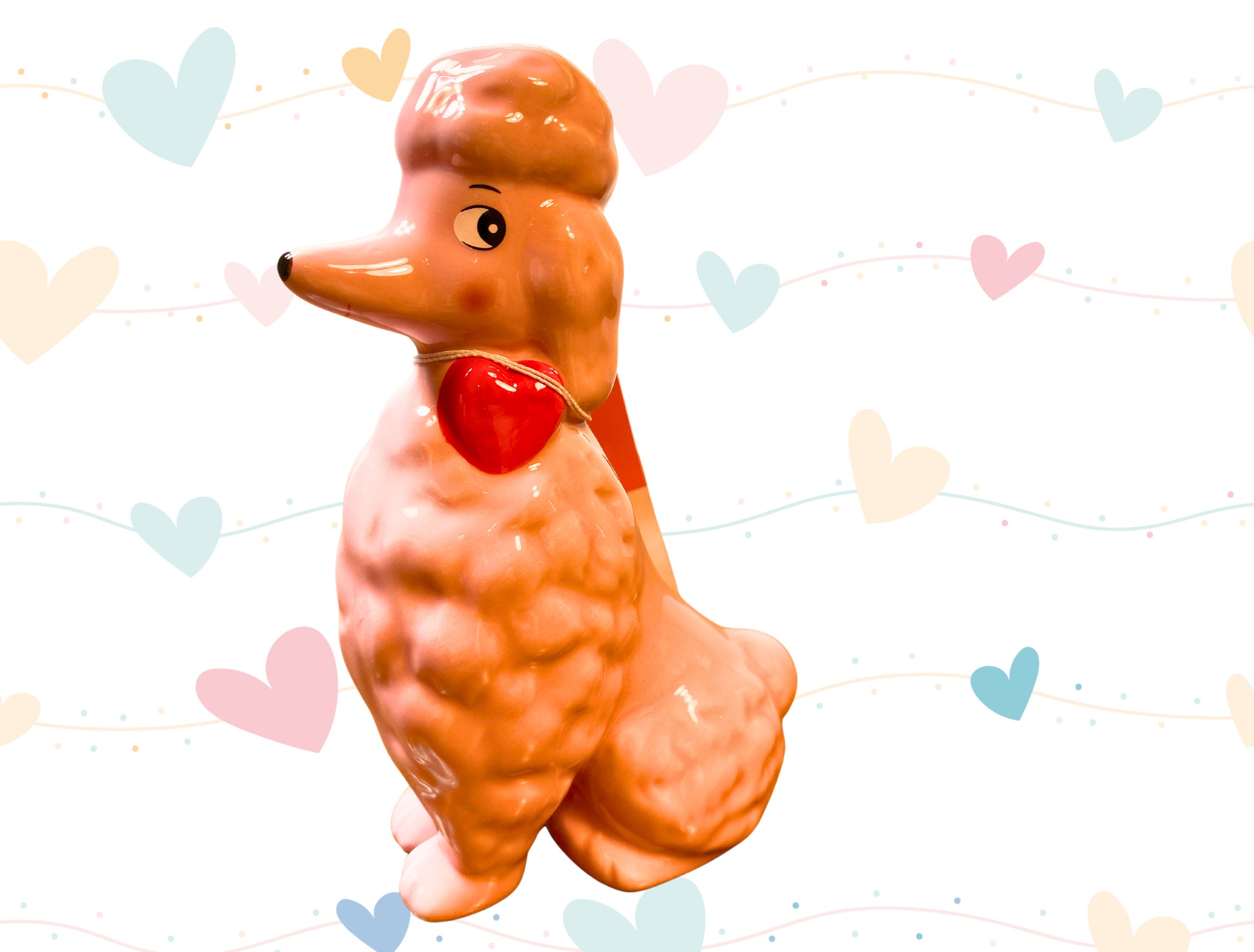 Valentine Ceramic Poodle Figurine Pink
