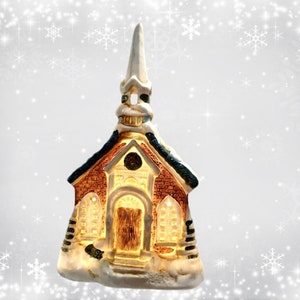 Christmas Village Lighted Porcelain Snow Church