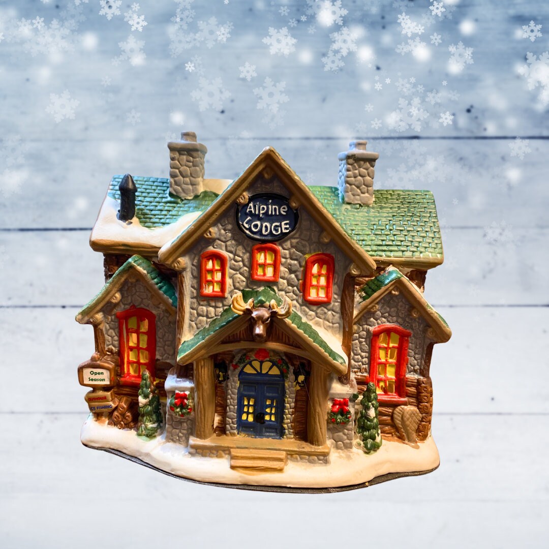 2023 Holiday Time Alpine Lodge Christmas Village Light Up