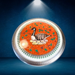 1999 Mikasa The Twelve Days of Christmas Platinum Trinket Box Six Geese a Laying