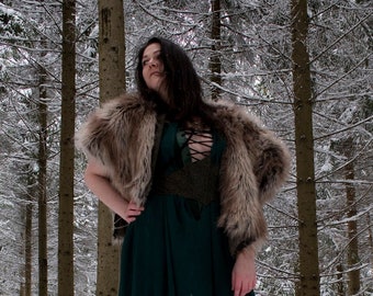 Faux fur sleeveless vest with lace-up sides and front closure, Voodoo child vest