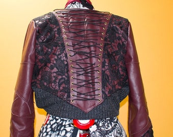 Burgundy cropped bomber jacket, Atomic Jane mini collection