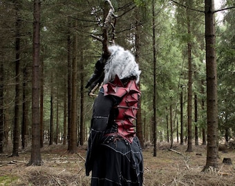 Dragon spine harness, sculpted leather, distressed harness, armor harness