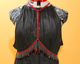 Red suede beaded mini harness