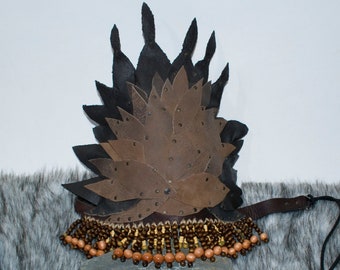 Shamanic beaded ritual headdress, A forest druid
