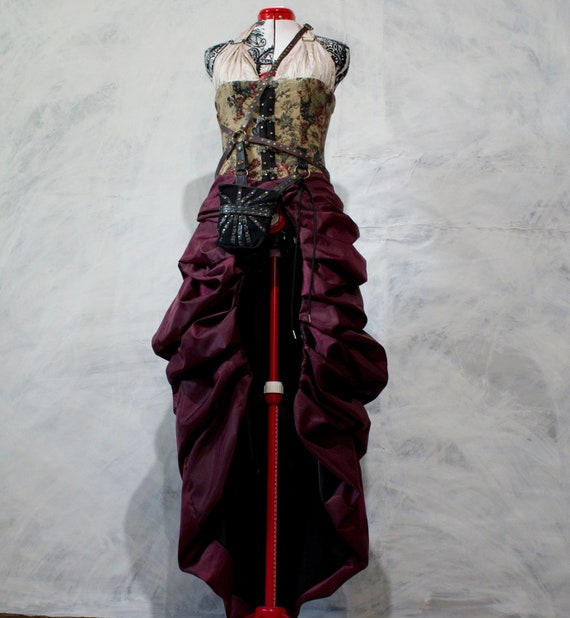 green emerald velvet dress Women's Asymmetric Steampunk Dress – Punk Design main image 1