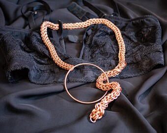 Snake chainmail choker necklace chain - rose gold colored