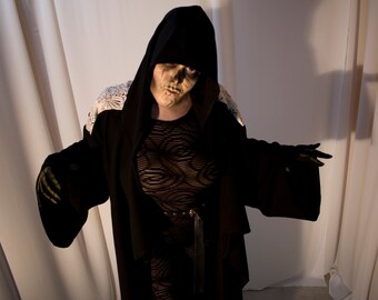 Black robe, cloak,  with lace accent