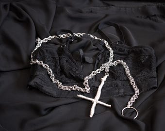 Chain necklace choker, statement jewellery