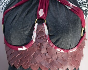 Leather and mesh underbust harness