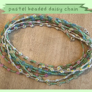 Pastel Beaded Daisy Chain Choker Necklace