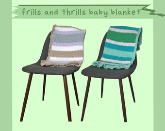 Frills & Thrills Baby Blanket - crocheted baby blanket, handmade blanket, striped blanket, colorful