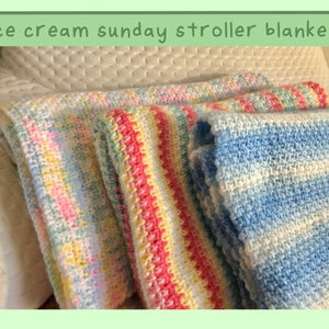 Ice Cream Sunday Stroller Blanket - hand crocheted stroller blanket, baby blanket, colorful baby blanket