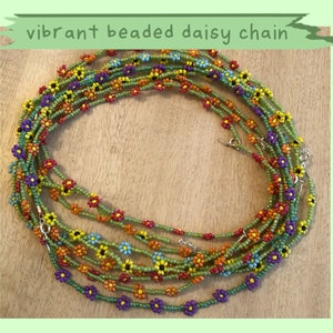Vibrant Beaded Daisy Chain Choker Necklace