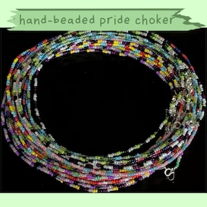 ハンドビーズのプライドチョーカーネックレス：プライド、ゲイ、レズビアン、バイ、パン、エース、アロ、アスペ、トランス、ノンバイナリー、ジェンダーフルイド、ジェンダークィア