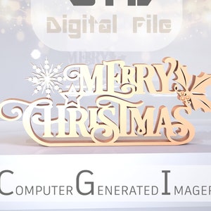 Digital STL/ TEXT Merry Christmas Standing Desk sign for 3D print| Home decor