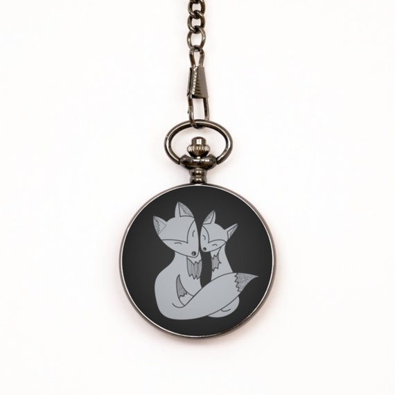 Engraved Pocket Watch Fox Couple Amazing Gift Etsy