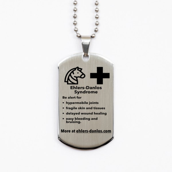 Ehlers-danlos Syndrome (eds) Silver Dogtag - Laser-engraved Medical Alert Information