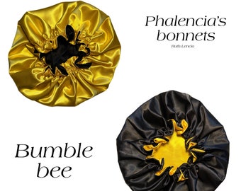 Bumble bee adjustable Satin bonnet