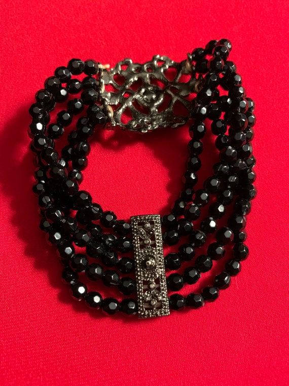 Vintage black beaded bracelet - image 5