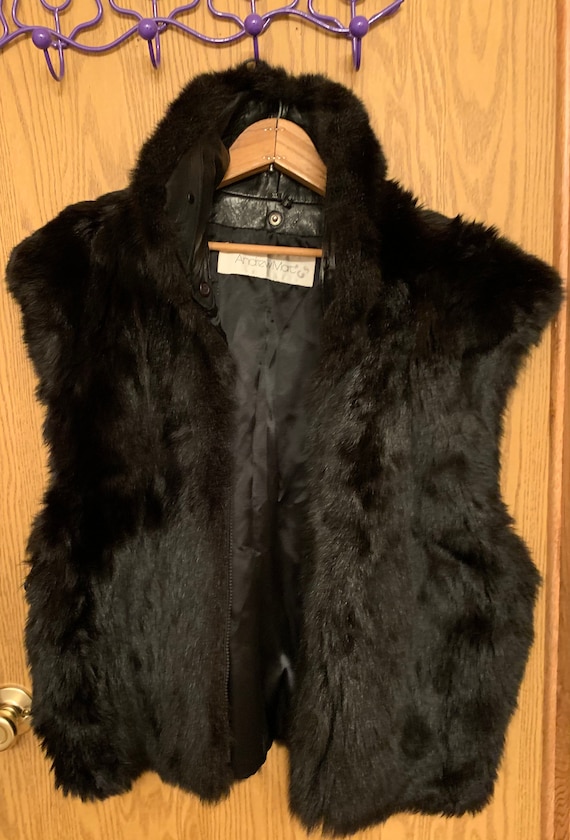 Andrew Marc Opossum Fur Leather Bomber Vest