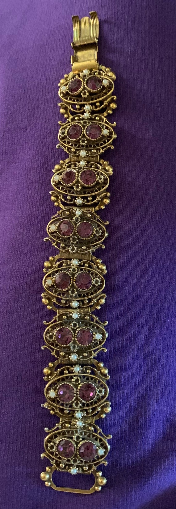 Vintage amethyst and pearls bracelet