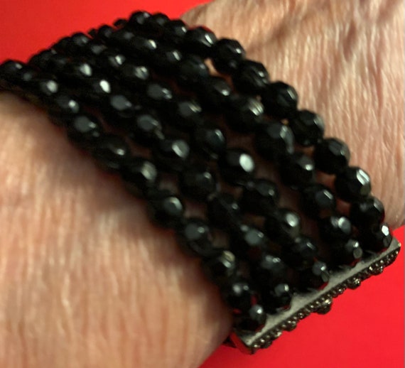 Vintage black beaded bracelet - image 3