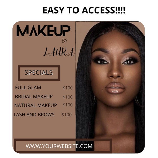makeup artist flyer, pricing option,Diy nail Price list, small business price list, Salon price list, pricing list editable template