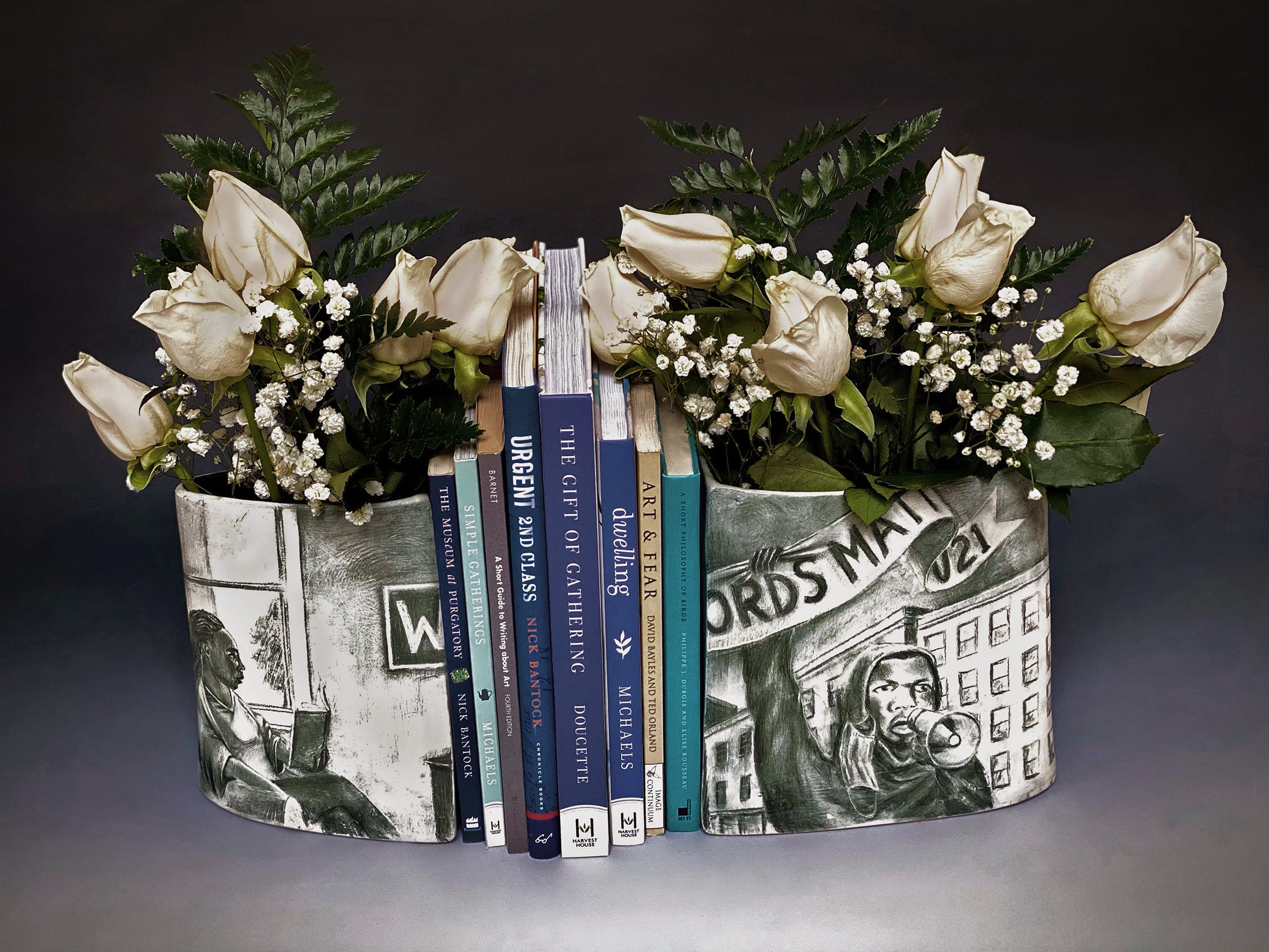 Bookends pottery vase flower vase ceramics handmade Etsy