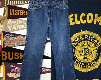 Size 32x28 Vintage 90s Levi's 517 Flared Jeans Levis Blue Bootcut