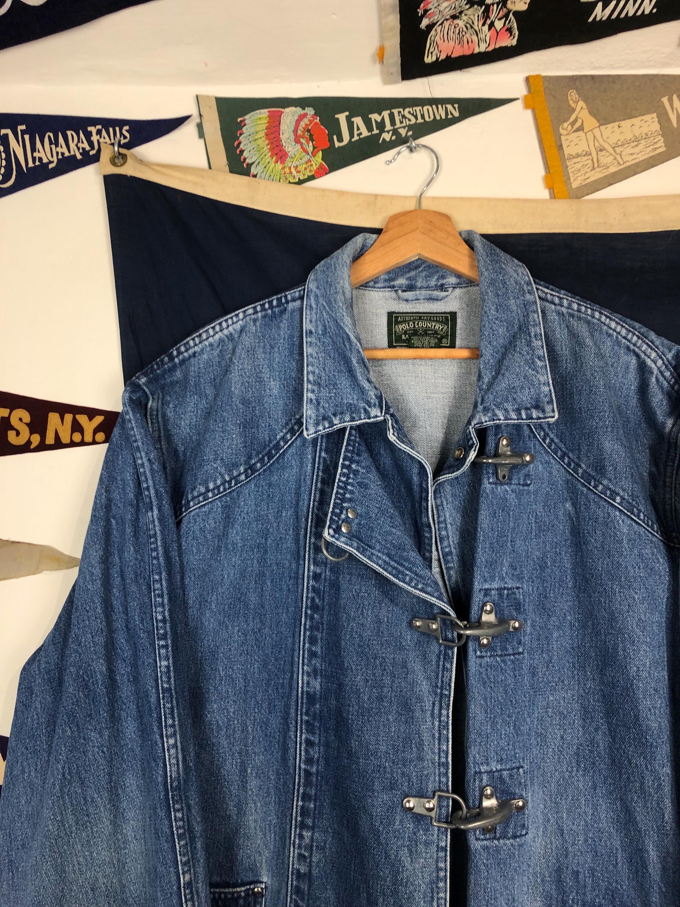 Vintage Ralph Lauren Country Denim Fireman Jacket XL - Etsy
