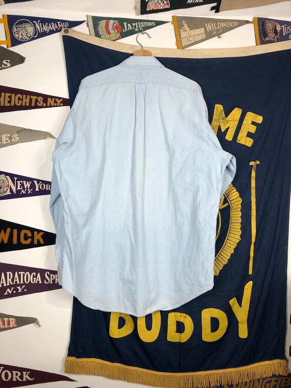 Vintage 80s Polo Ralph Lauren Crest Chambray Shirt Size Large Made