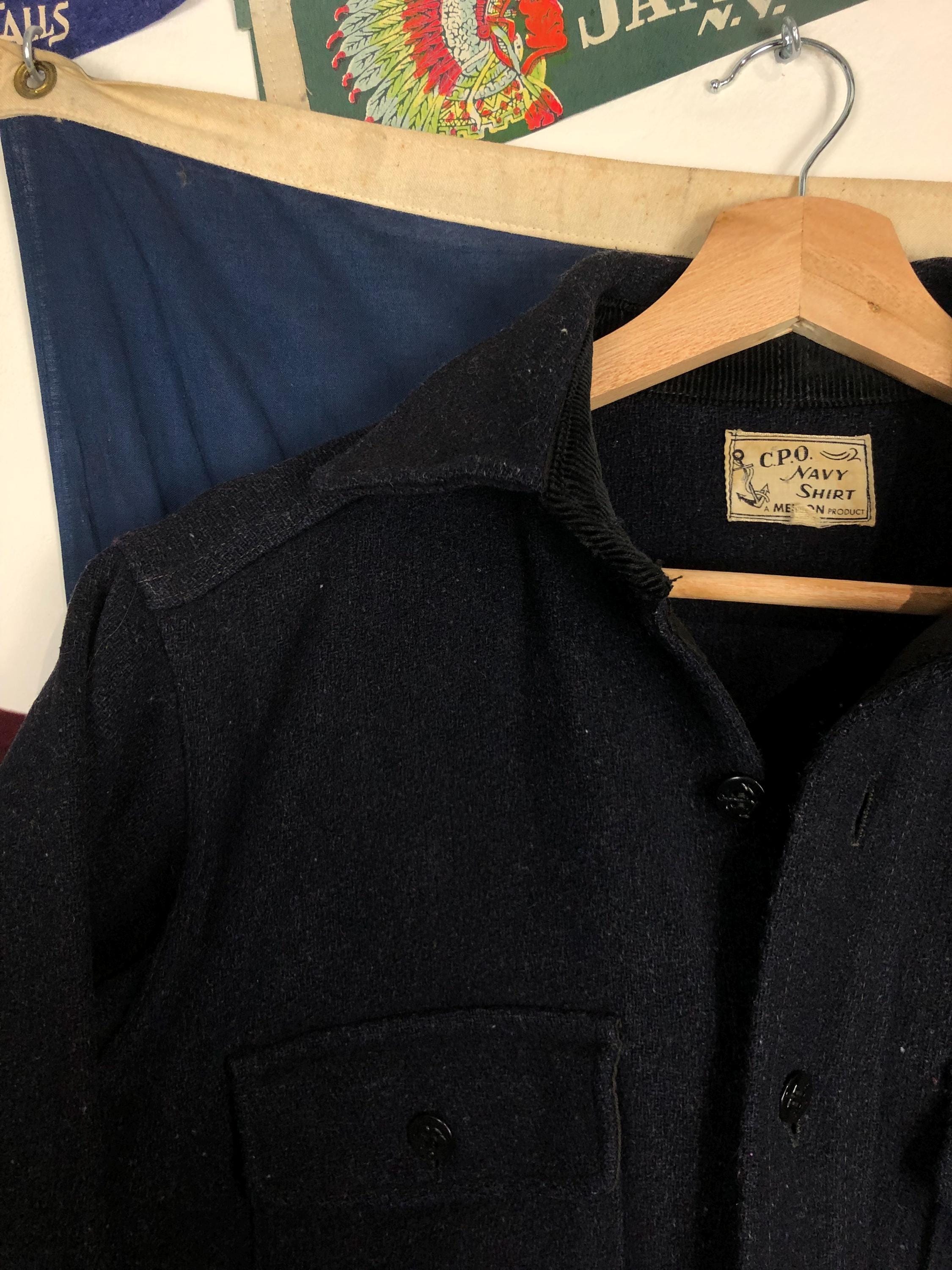 Vintage Melton Product Navy CPO Wool Shirt Medium / Small - Etsy