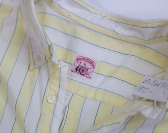 60s Brooks Brothers vintage yellow stripe short sleeve OCBD shirt unlined collar
