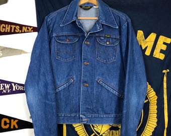ジャケット・アウター 70s Wrangler 127mj Denim Jacket 42Size Vintage 70s Wrangler Button Up Denim Jacket - S – Rokit