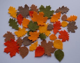 Felt Autumn Leaves: 36 Wool Blend Die Cut Appliques