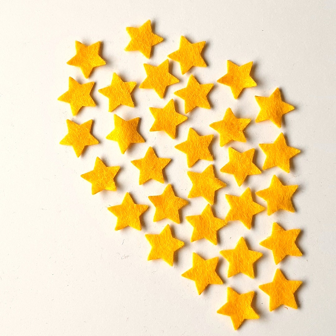 30 Yellow or White Felt Stars for Stitching and Gluing. 30 Die Cuts