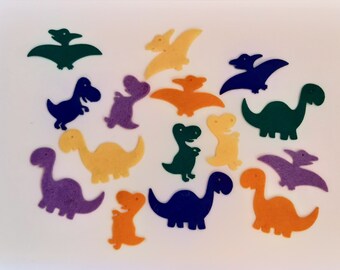 Felt Dinosaur Die Cuts: Wool Blend Applique, Card Toppers (15 pc)