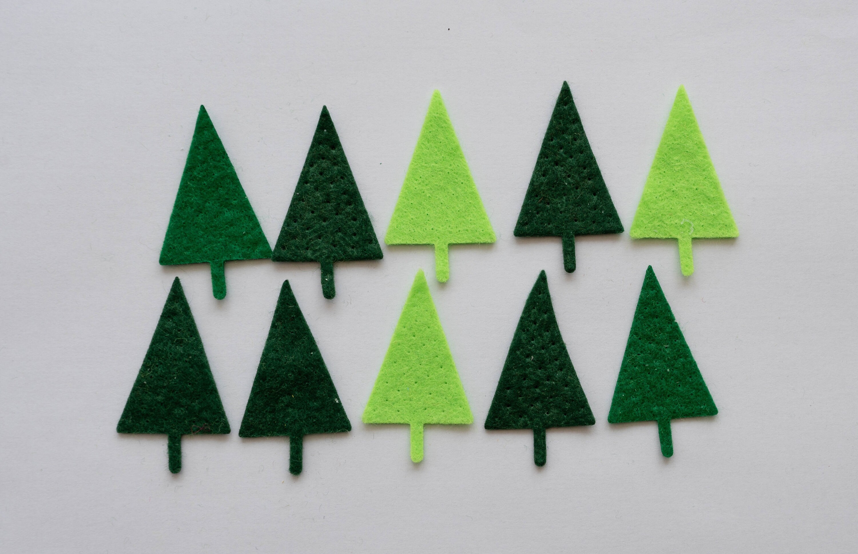 15 stylised Christmas Tree Felt Shapes for stitching or Etsy