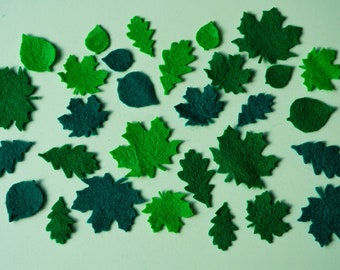 Felt Leaf Appliques: 36 Assorted Green Die Cuts for Crafting
