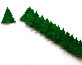 15 felt Christmas Tree Shapes emerald holly apple or mixed for stitching or gluing: craft work sewing embroidery applique. Fifteen die cuts.