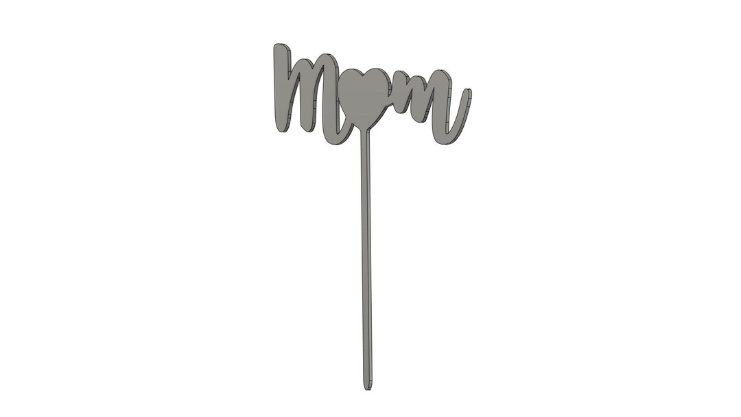 Mothers Day DXF File Mom With Heart Flower Stake - Etsy