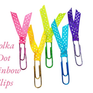 Polka Dot Rainbow Ribbon Decorative Paperclips,  Set of 5