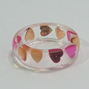 Red Pink Gold Foil Hearts Resin Ring