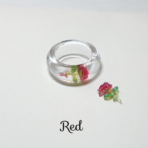 Single Rose in Transparent Resin Ring