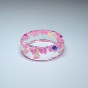 Light Pink Foil Hearts Resin Ring