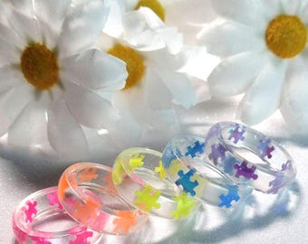 Puzzle Piece Resin Ring