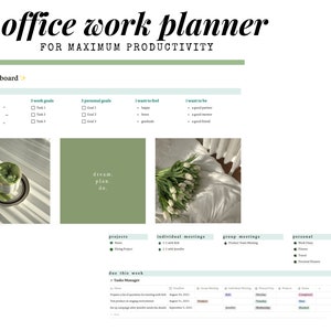 All in One Notion Template: Work Planner / Digital Organizer, Note Taking, Office. For Tablet, Smartphone and Computer.