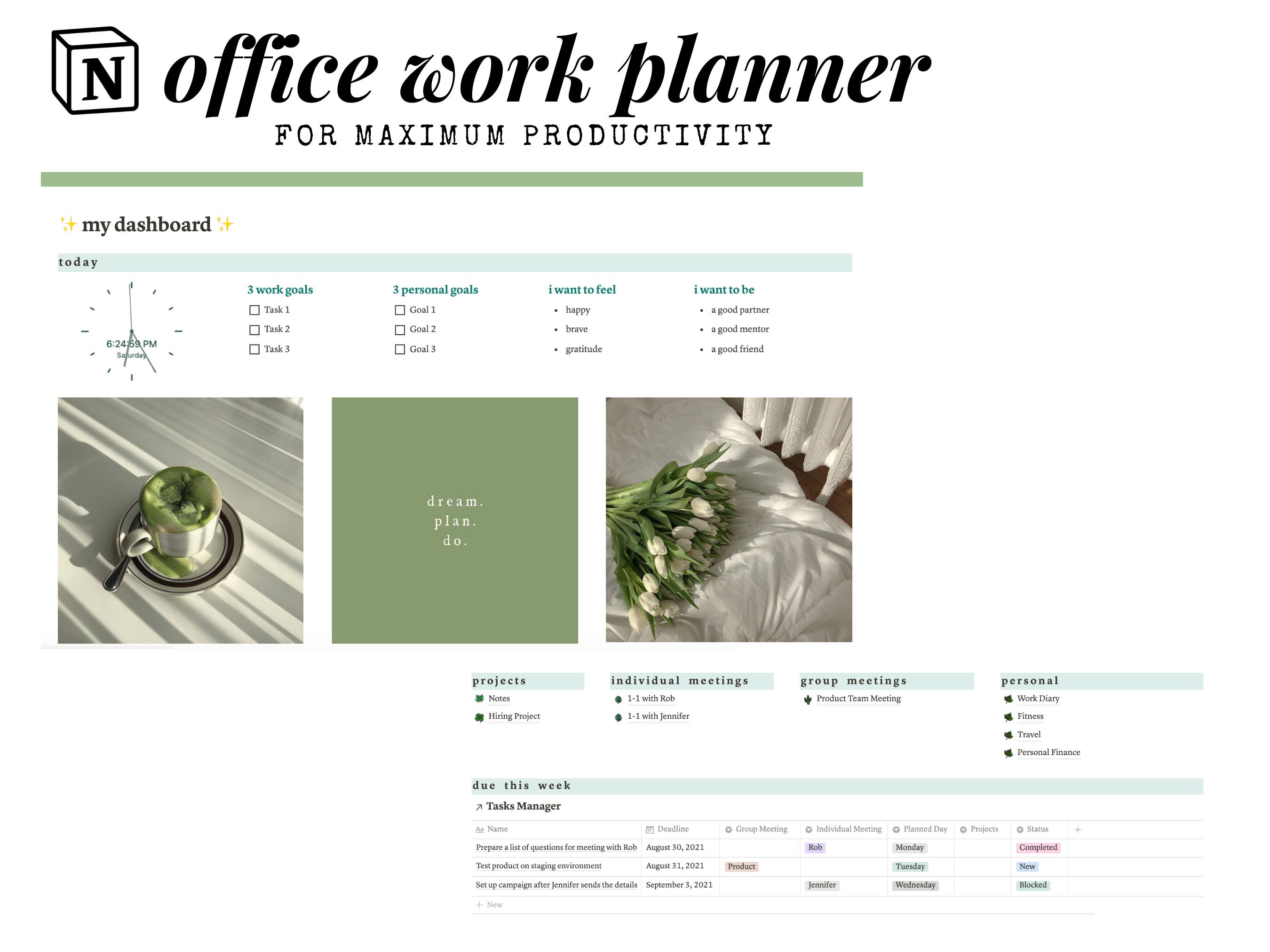 All in One Notion Template Work Planner / Digital Organizer Etsy UK