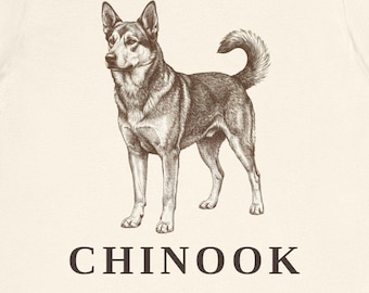 Camiseta con estampado de perro Chinook, diseño vintage, regalo para amantes de razas raras.